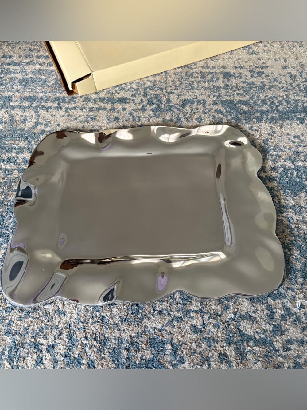 Lenox Organics Collection Silver Rectangular Ruffle Serving Tray - Picture 6 of 14